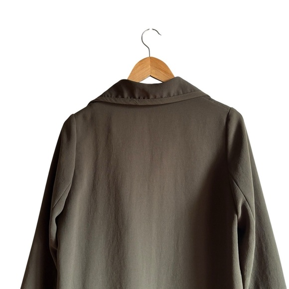 Aritzia Babaton Cormac Coat XS Olive Green Waterfall Drape Asymmetrical Zip - Picture 6 of 15
